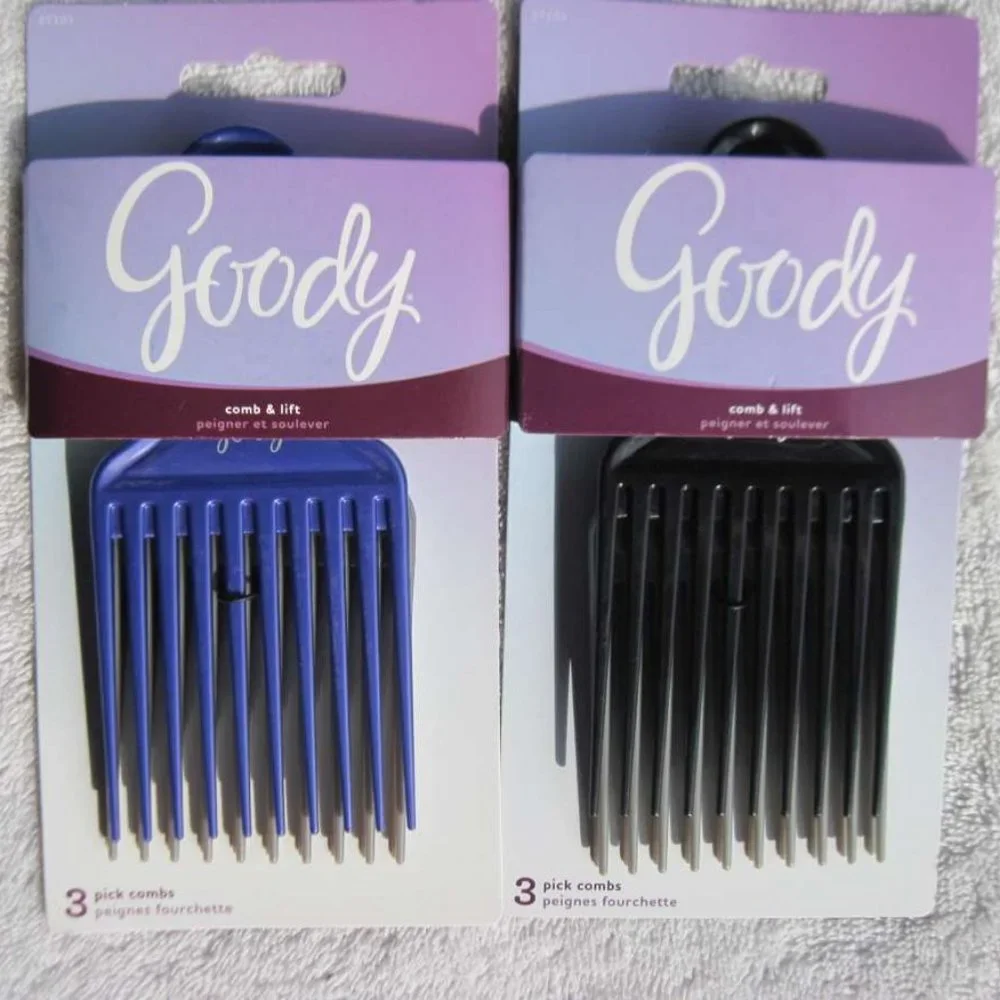 3 Goody Pick Combs Plastic Wide Space Teeth Hair Pic Lift Tool Volume Style 2015